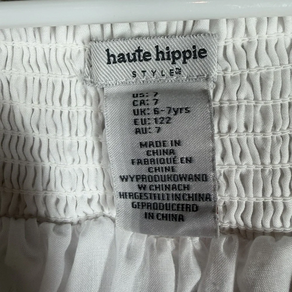 Haute Hippie White Button Front Dress Size 7 Crochet Lace Boho Beachy Coastal